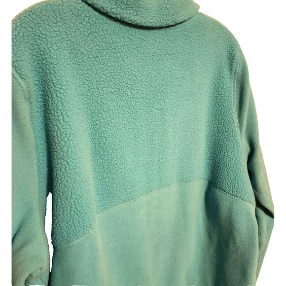 LL Bean Polartec Fleece 1/2 Zip Top Turquoise w/ Brown Trim Mens XLarge/Reg. - Picture 5 of 7